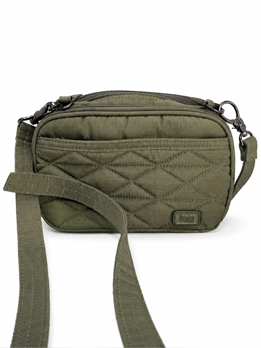 LUG Roundabout Quilted Olive Green Crossbody Travel Utility Bag